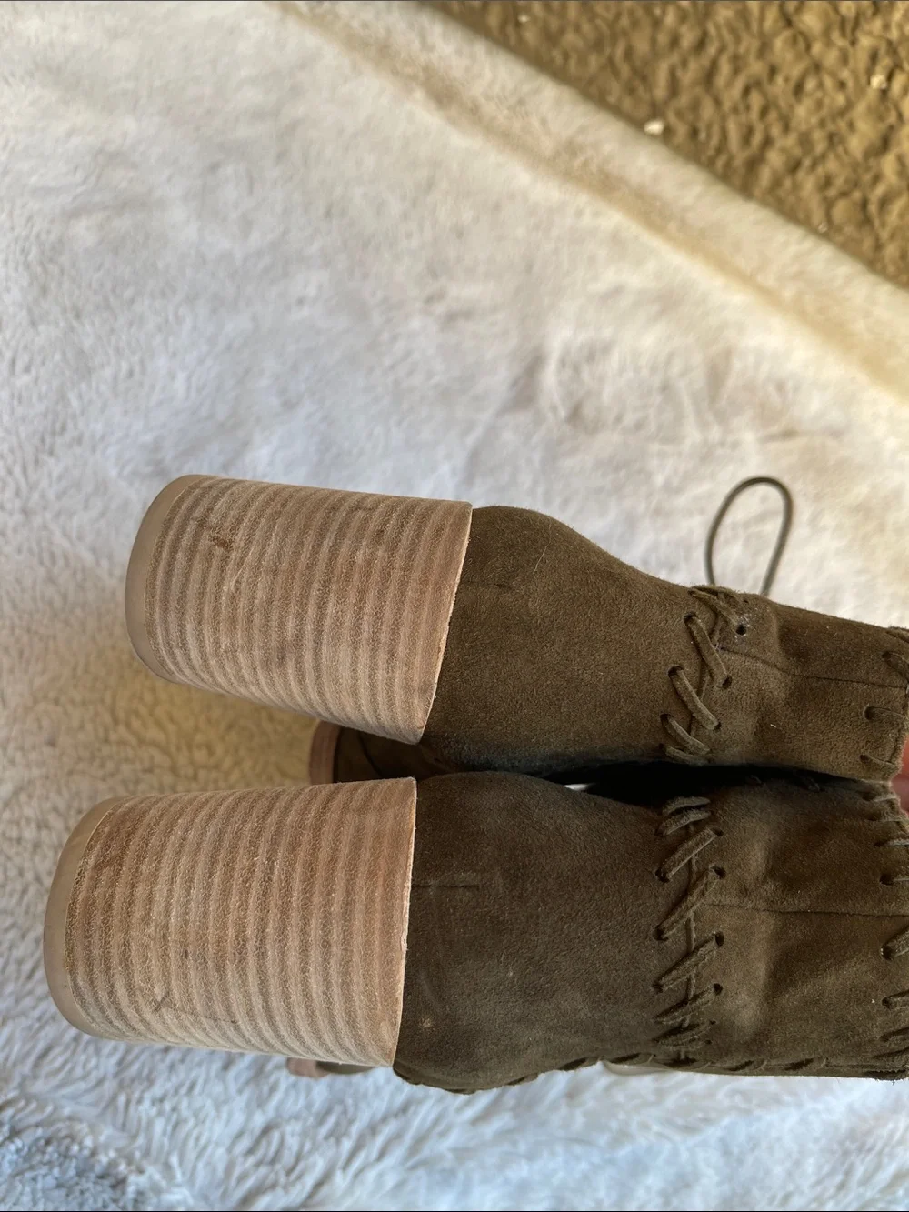 Stuart Weitzman The Wallawalla Suede Lace-Up Tassel Ankle Boots in Green Size 8